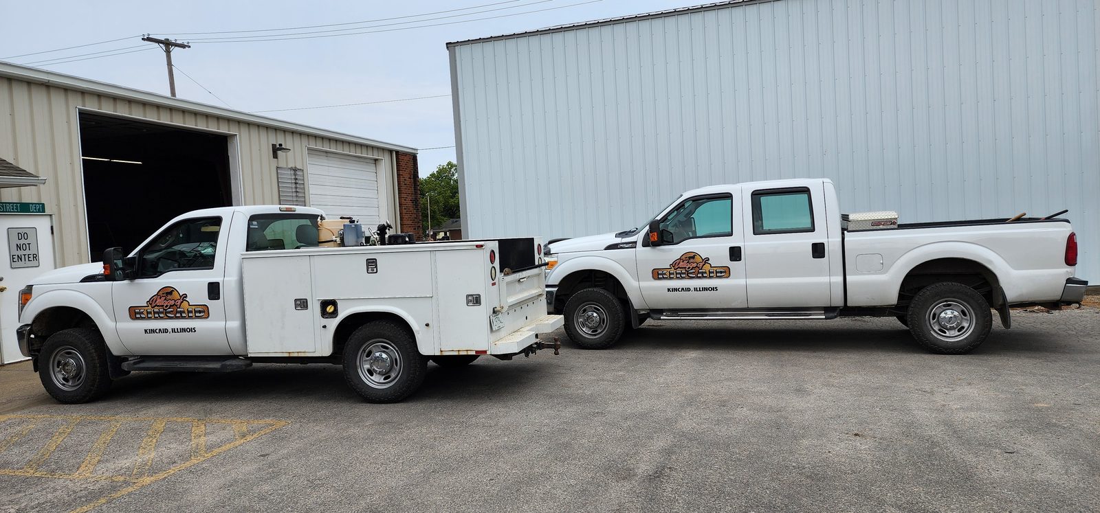 Municipal utility fleet of branded service trucks