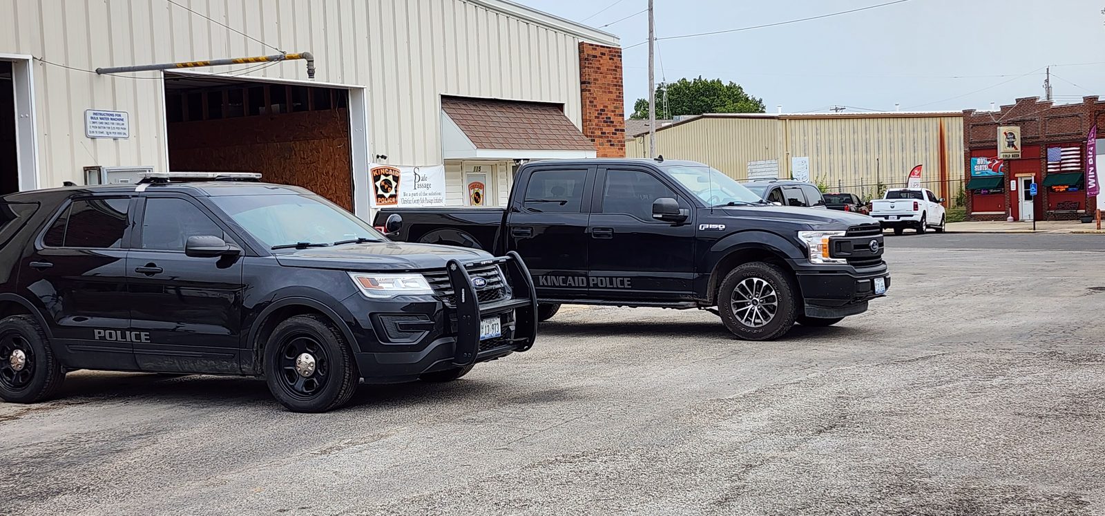 Police fleet vehicles staged in the field